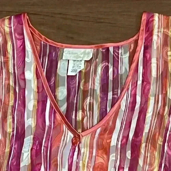 VTG 80s Inner Most Y2k Striped Colorful Psychedelic Top Night Shirt Lingerie M - Picture 6 of 6